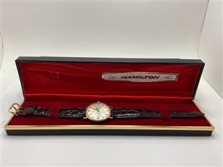 1960s Hamilton Thin-O-Matic In 10k Yellow Gold Award Watch Engraved, with Box